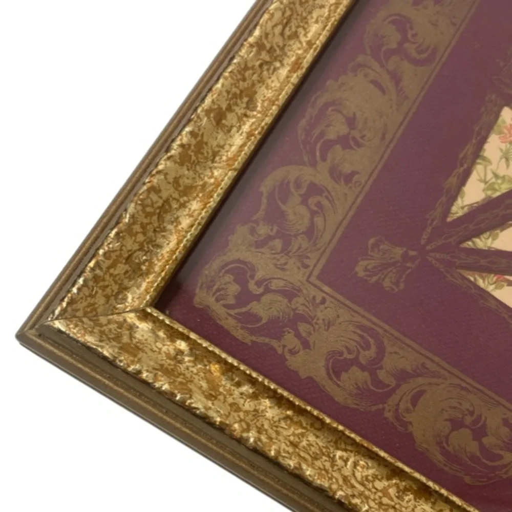 Victorian Floral Ornate Burgundy & Gold Wall Decoration